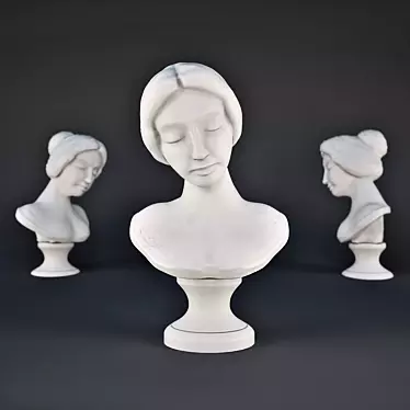 Elegant Girl Bust Figurine 3D model image 1 