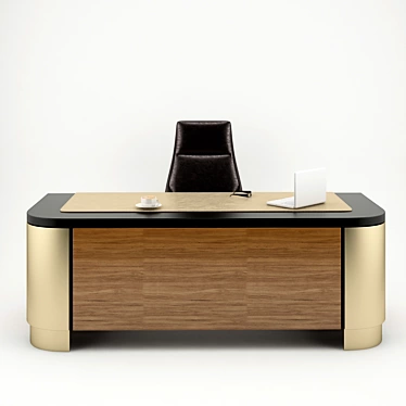 Brasswood Office Desk 3D model image 1 