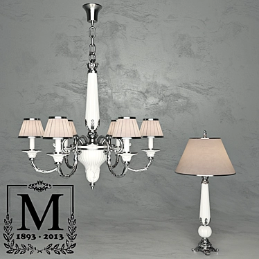 Mariner Neoclassic Chandelier & Table Lamp Set 3D model image 1 