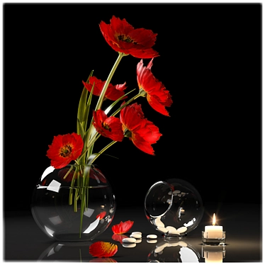 Vibrant Red Poppies - Enhance Your Interiors 3D model image 1 