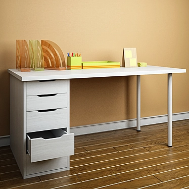 Modern Desk Set: Linnmon/Alex IKEA 3D model image 1 