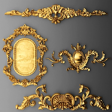 Stucco Cartouche Crown: Elegant Decor for Any Space 3D model image 1 