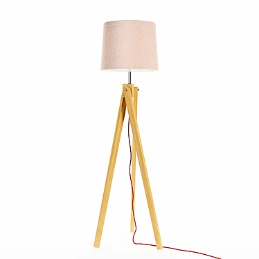 Contemporary Oak Wood Floor Lamp 3D model image 1 