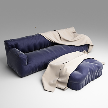 Cozy Comfort Sofa with Blanket 3D model image 1 