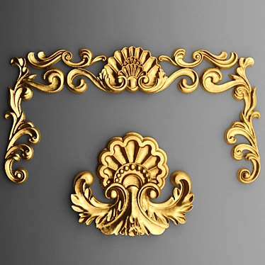 Elegant Cartouche Stucco 3D model image 1 