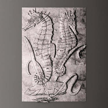 Seahorse Wall Panel: Handcrafted Custom Decor 3D model image 1 