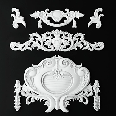 Exquisite Cartouche Crown Stucco 3D model image 1 