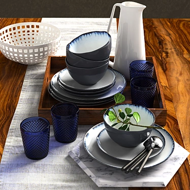 CB2 Complete Dining Set 3D model image 1 