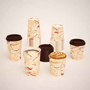 Stackable Coffee Cups - 250ml & 350-380ml Sizes 3D model image 1 