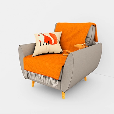 Zinc French Connection Armchair: Cozy, Elegant, and Complete 3D model image 1 