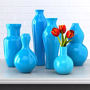Elegant Tulip Vase Set by Tozai 3D model image 1 