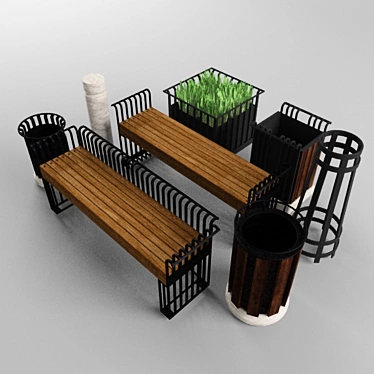Modern Urban Furniture: Perfect Blend of Style and Function 3D model image 1 