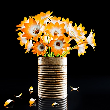 Sunshine Yellow Floral Vase 3D model image 1 