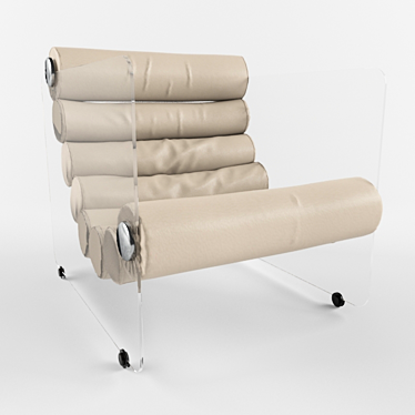 Elegant White Leather Chair 3D model image 1 