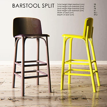 Comfort Split Barstool 3D model image 1 