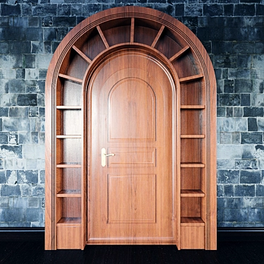 Customizable Wooden Arched Doorway 3D model image 1 