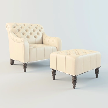 Elegant Leather Buttoned Chair 3D model image 1 