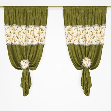 Kitchen Delights: Stylish Curtains 3D model image 1 