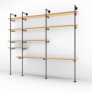 Industrial Pipe Shelving Table 3D model image 1 