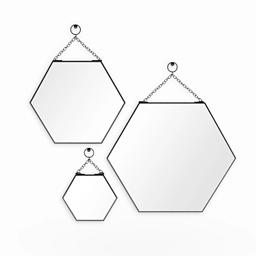 Hexagon Chain Mirror, Slim Black Frame | 3 Sizes 3D model image 1 