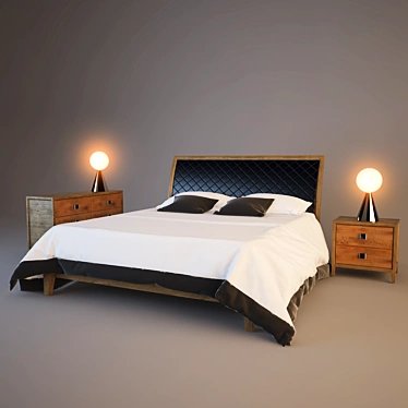 Modern Italian Bed Set 3D model image 1 