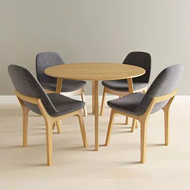 Sleek Dining Set: Modern Table + Eiffel Wood Chair 3D model image 1 