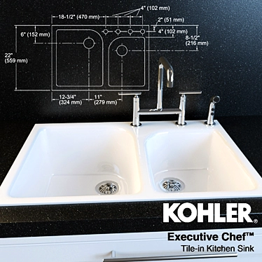 Kohler Purist Executive Chef: Stylish Faucet & Sink 3D model image 1 