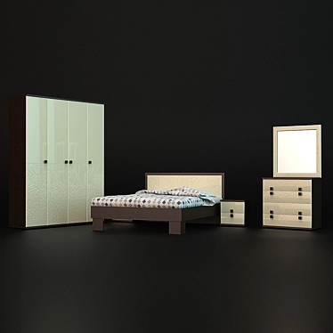 Rosewood MDF Bedroom Set 3D model image 1 