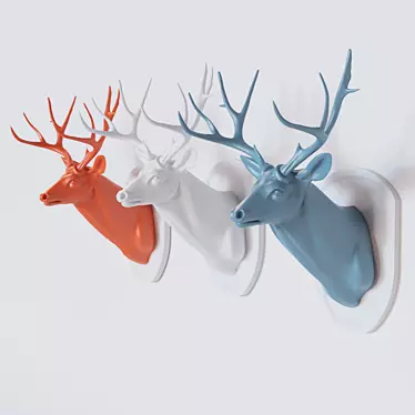 Elegant Deer Head Sculpture 3D model image 1 