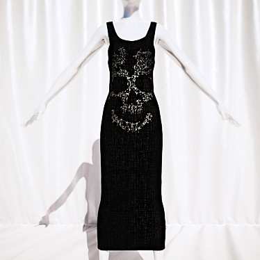 Black Skull Print Dress 3D model image 1 