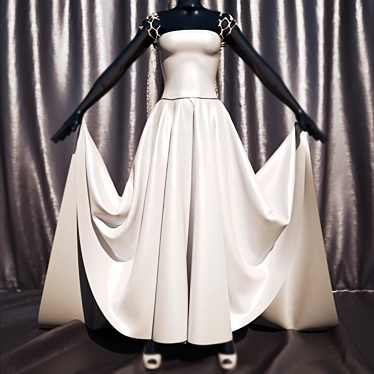 Elegant Silk Wedding Gown 3D model image 1 