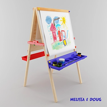 2-in-1 Kids Easel: Chalkboard & Paintboard 3D model image 1 