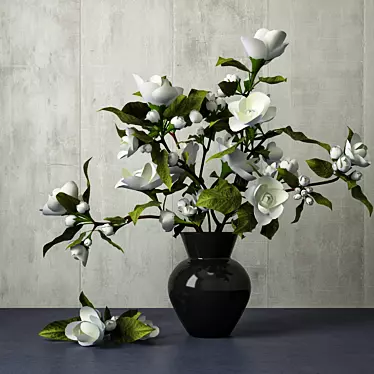 White Flower Table Decor 3D model image 1 