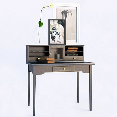 Classic Style Desk with Decor - Elegant and Functional 3D model image 1 