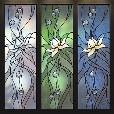 Elegant Stained Lotus Panel 3D model image 1 
