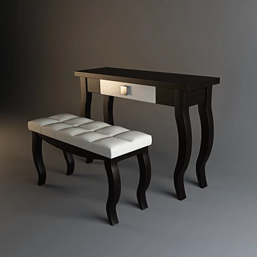 Laviano Art Deco Dressing Table & Stool - Polish Elegance 3D model image 1 