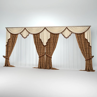 Classic Curtains with Lambrequins 3D model image 1 