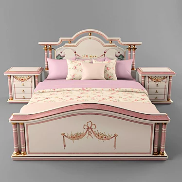 Title: Classic Bed & Tables Set 3D model image 1 