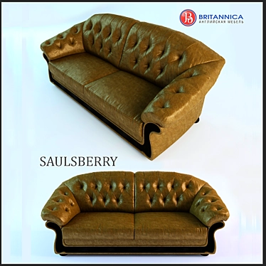 English Leather Sofa - Elegant and Durable 3D model image 1 