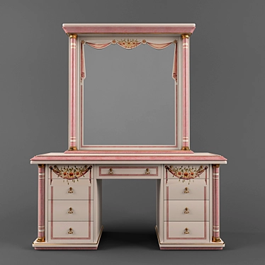 Classic Chest of Drawers with Mirror 3D model image 1 