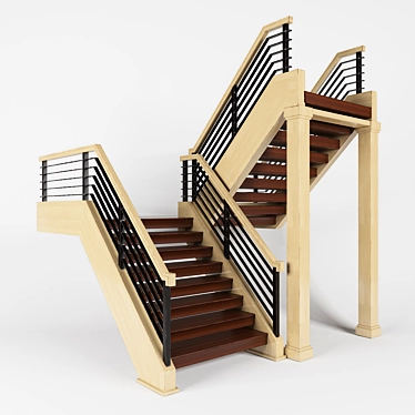 Modern Wooden Staircase 3D model image 1 