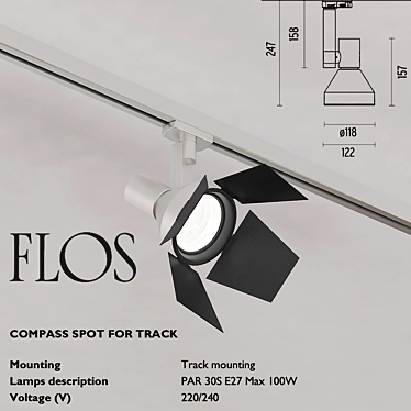 FLOS Compass Spot: Versatile Track Lighting 3D model image 1 