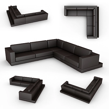 Modern Corner Sofa with Built-in Shelf 3D model image 1 