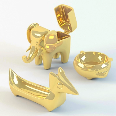 Gilded Wedding Ring Dish 3D model image 1 