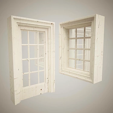 Vintage Old Door and Window 3D model image 1 