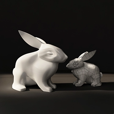 Whimsical Hare Statuette 3D model image 1 