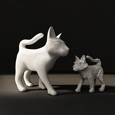 Sculpted Cat Figurine: Raw Beauty 3D model image 1 