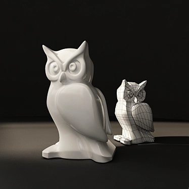 Sleek Owl Statuette 3D model image 1 