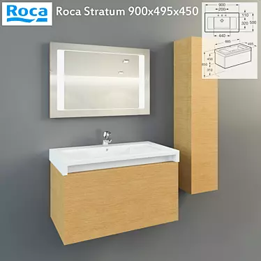 Roca Stratum Bathroom Furniture & Sink 3D model image 1 