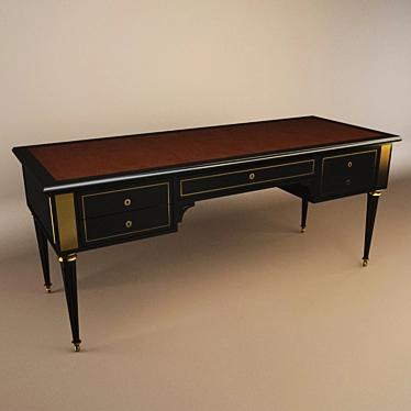 Leather Inlay Writing Desk 3D model image 1 